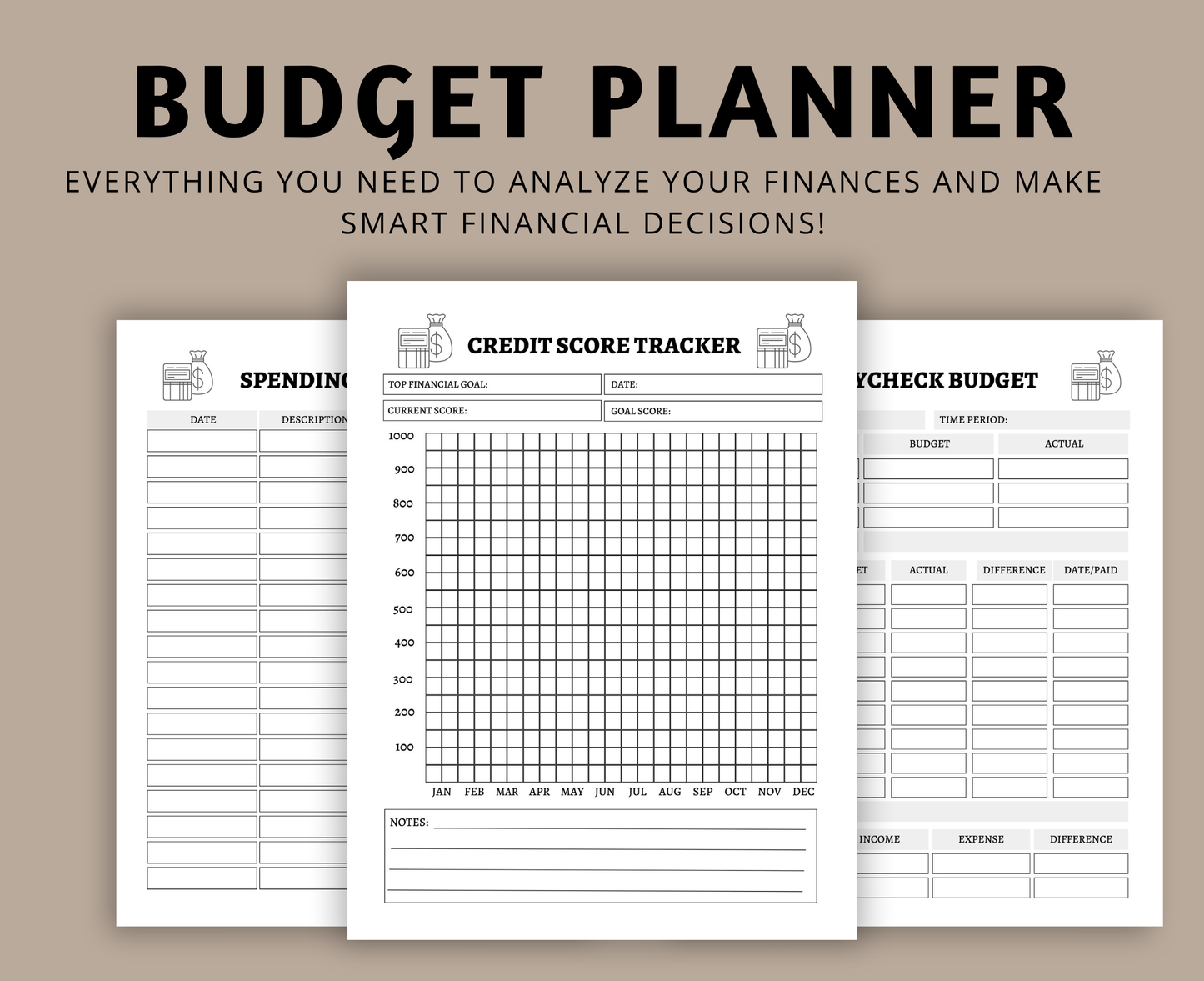 Digital Budget Planner & Finance Tracker | All-in-One Printable PDF for GoodNotes, Notability, & More | Financial Goal Planner