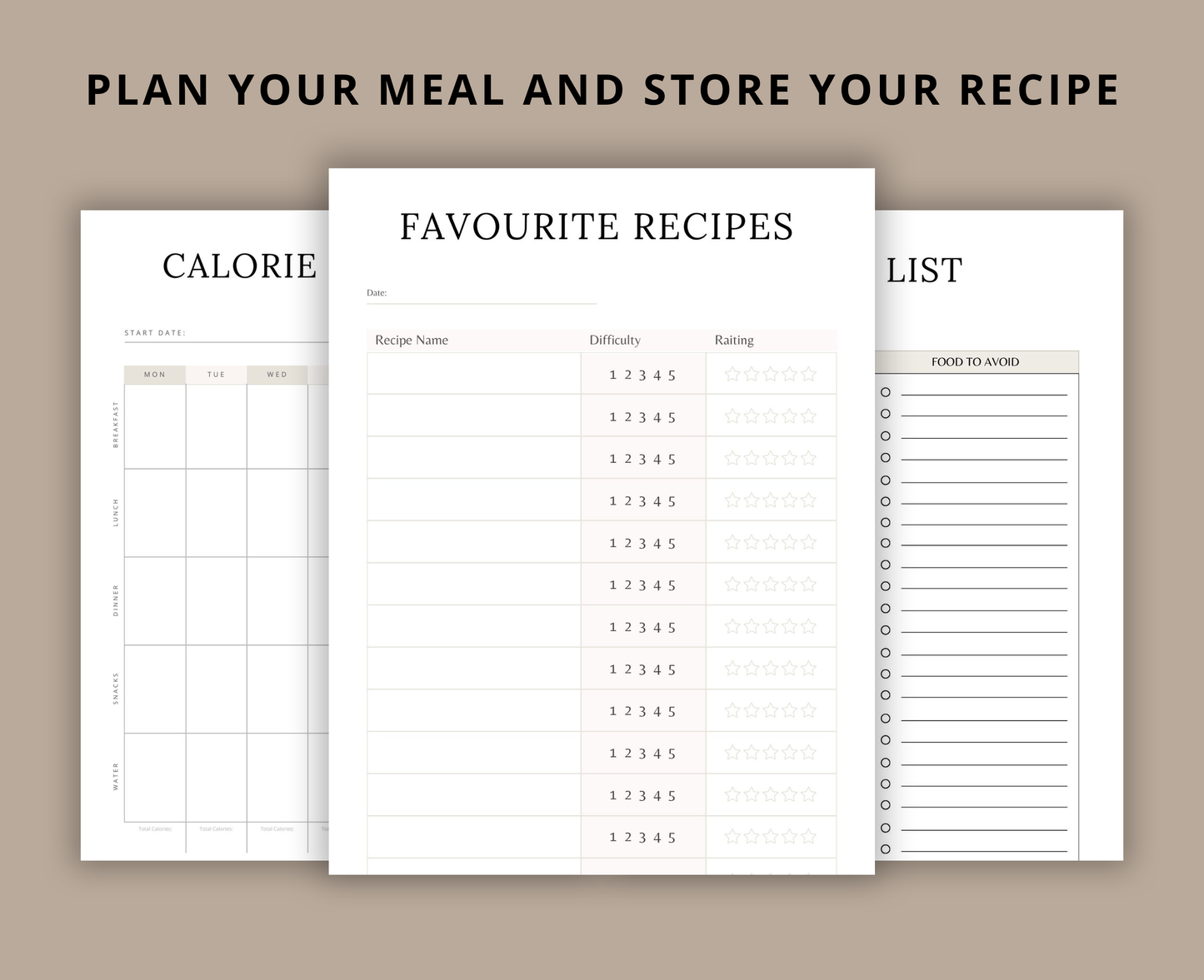 Digital Meal Planner & Grocery List | All-in-One Printable PDF for Healthy Eating | Recipe Book for GoodNotes & Notability