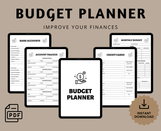 Digital Budget Planner & Finance Tracker | All-in-One Printable PDF for GoodNotes, Notability, & More | Financial Goal Planner
