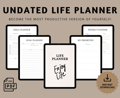 Life Planner Perpetual Dated - Digital | All-in-One Productivity & Goal Planner for GoodNotes & Notability | Printable PDF