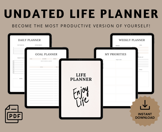 Life Planner Perpetual Dated - Digital | All-in-One Productivity & Goal Planner for GoodNotes & Notability | Printable PDF