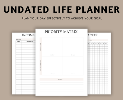Life Planner Perpetual Dated - Digital | All-in-One Productivity & Goal Planner for GoodNotes & Notability | Printable PDF