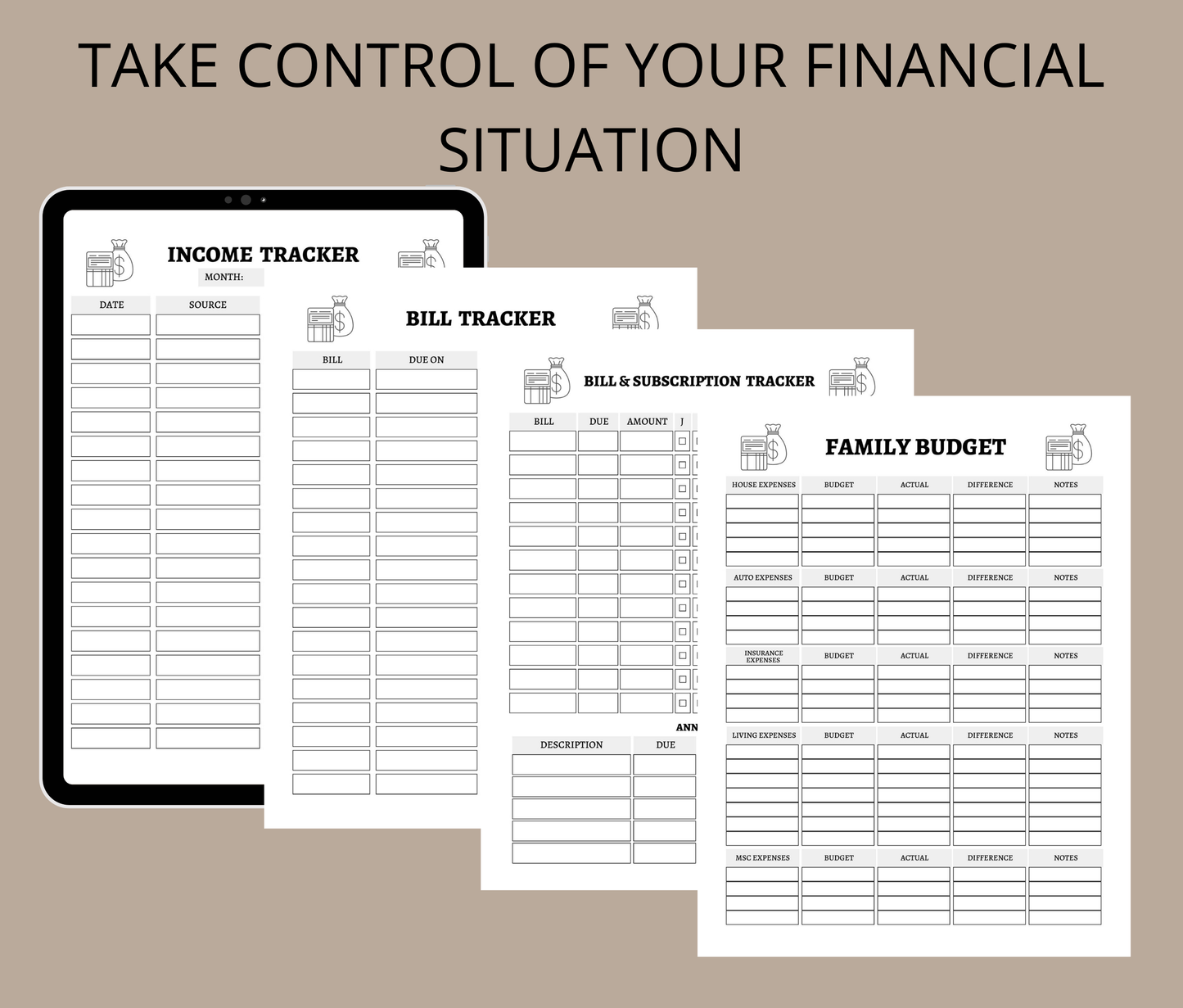 Digital Budget Planner & Finance Tracker | All-in-One Printable PDF for GoodNotes, Notability, & More | Financial Goal Planner
