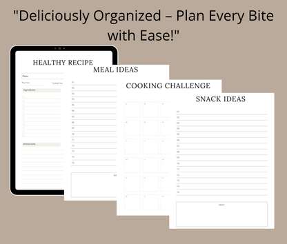 Digital Meal Planner & Grocery List | All-in-One Printable PDF for Healthy Eating | Recipe Book for GoodNotes & Notability