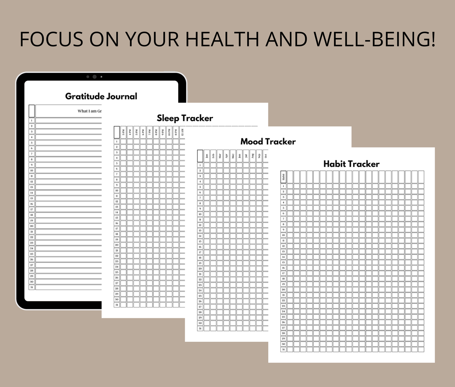 Digital Wellness & Habit Planner | All-in-One Journal for Self-Care, Fitness & Mood Tracking | Printable PDF