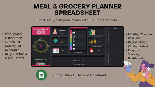 Automated Meal Planning Spreadsheet | Grocery List Generator & Nutrition Tracker
